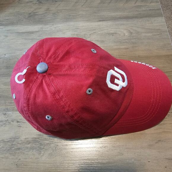 Oklahoma University Strapback Cap Hat Red Gray OU Boomer Sooners NCAA SEC Preppy - Picture 5 of 11